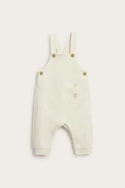 Baby beige jersey dungarees with front pocket