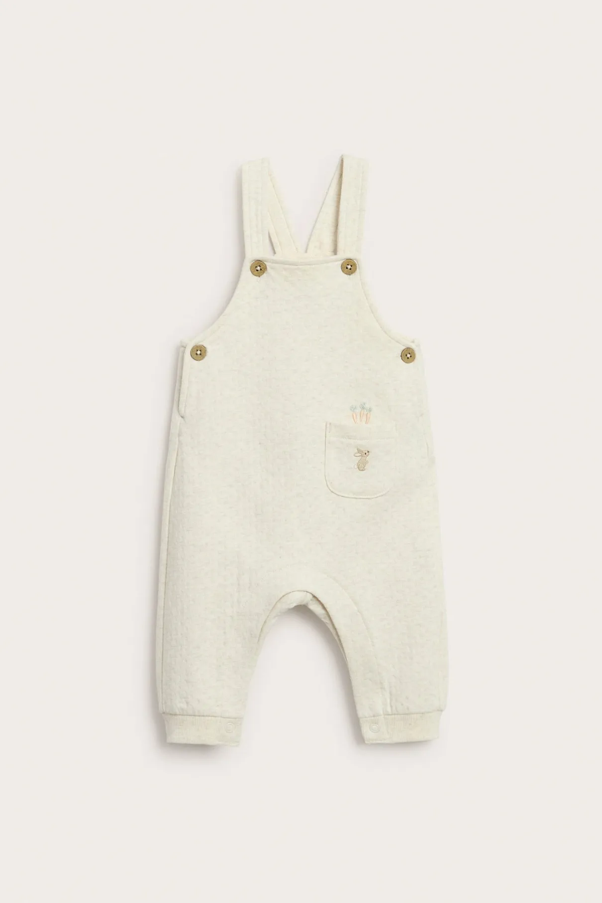 Baby beige jersey dungarees with front pocket