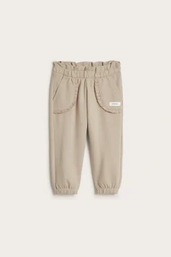 Baby beige joggers with lace details