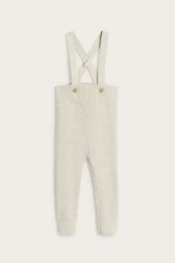Baby beige knitted dungarees