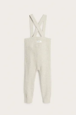 Baby beige knitted dungarees