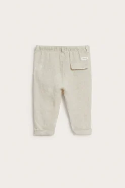 Baby beige linen drawstring trousers