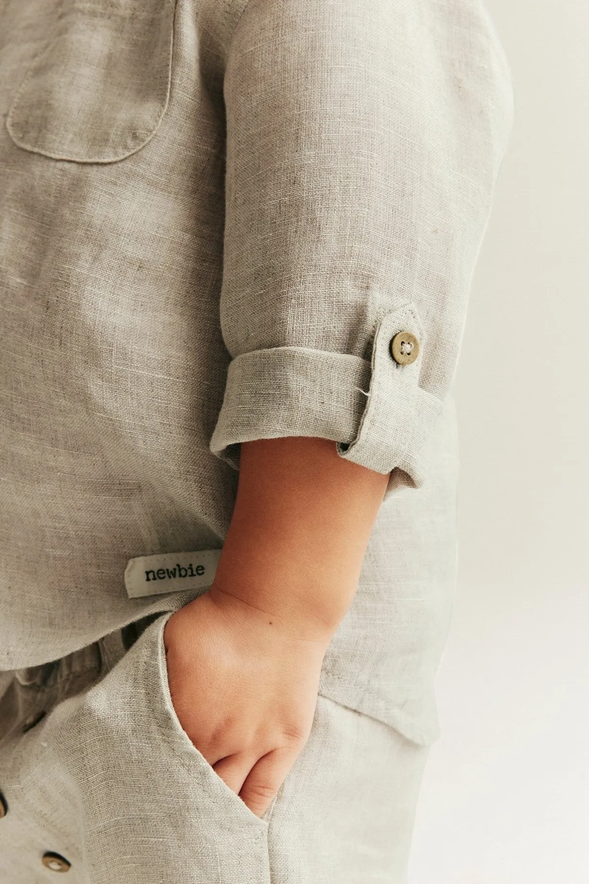 Baby beige linen shirt with collar