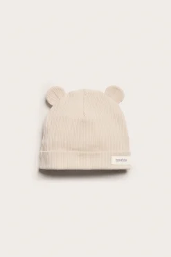 Baby beige ribbed hat