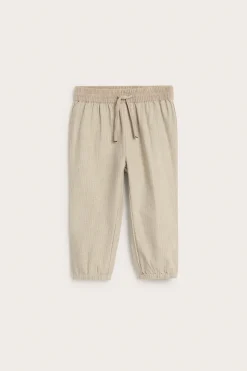 Baby beige striped woven trousers