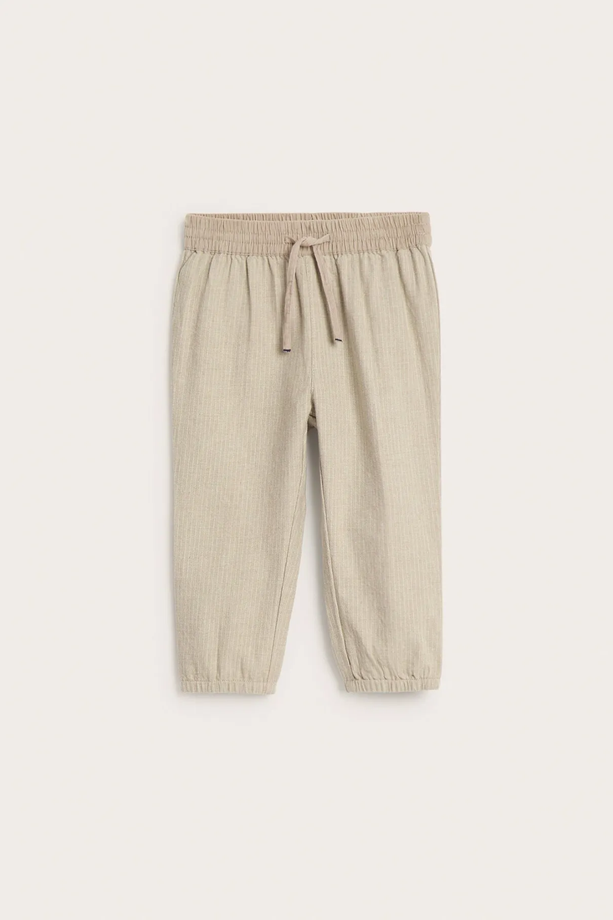 Baby beige striped woven trousers
