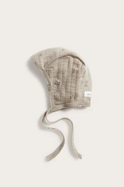 Baby beige teddy bear bonnet
