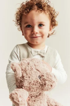 Baby beige tie bodysuit with waistcoat