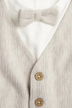 Baby beige tie bodysuit with waistcoat