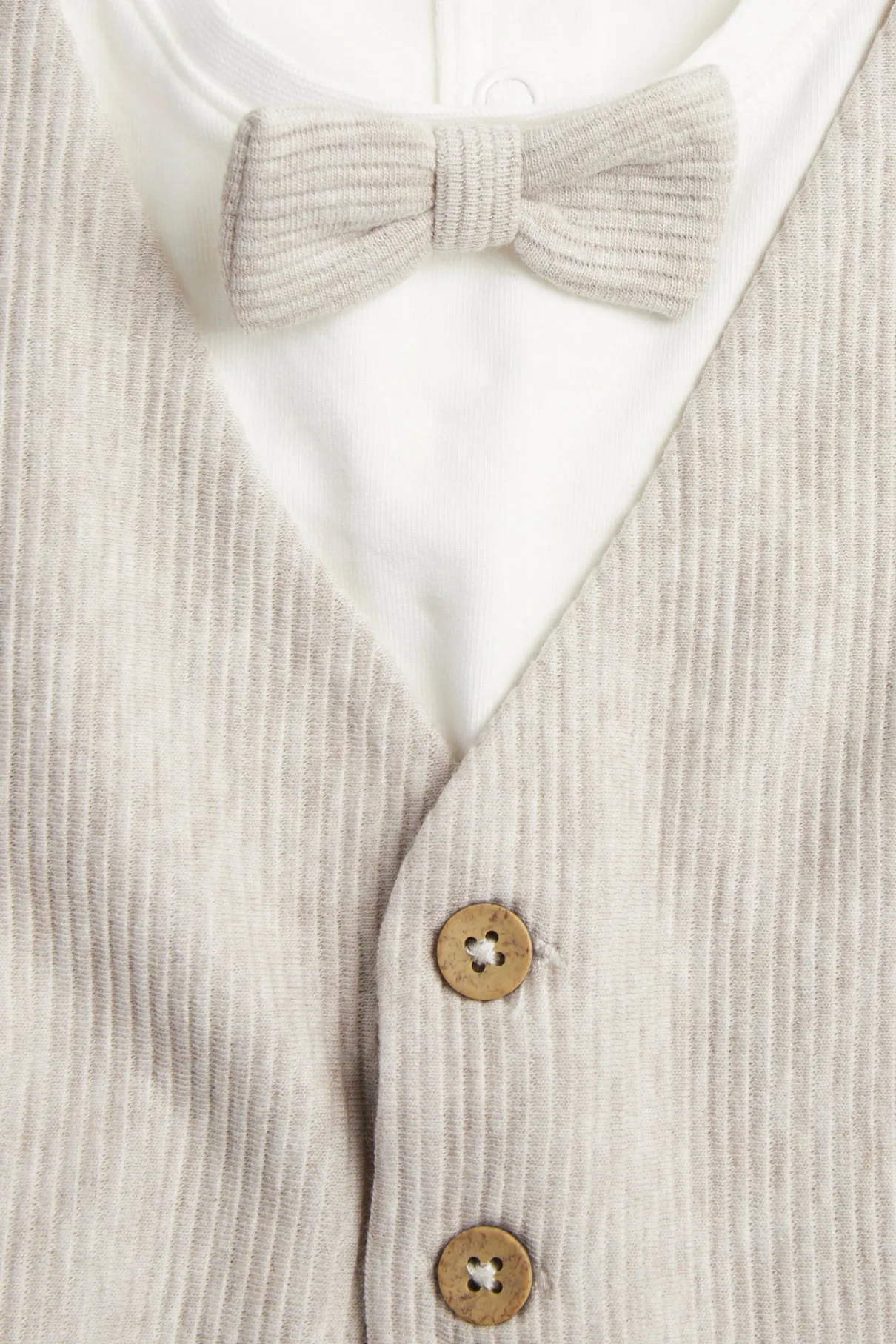 Baby beige tie bodysuit with waistcoat