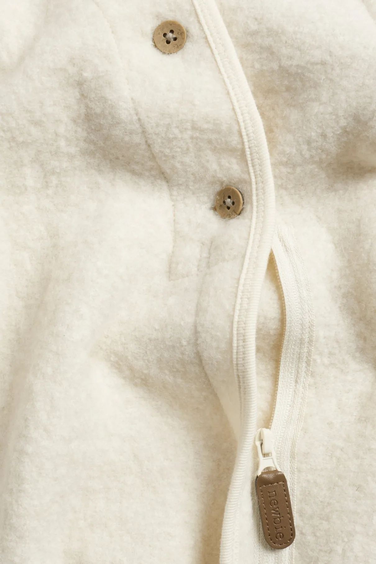 Baby beige wool coverall with hood ears
