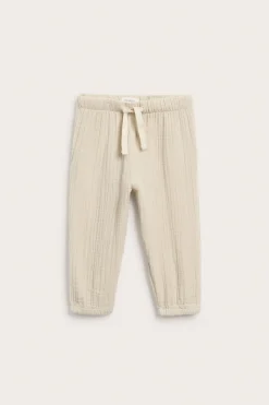 Baby beige woven muslin pants