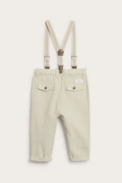 Baby beige woven trousers with suspenders