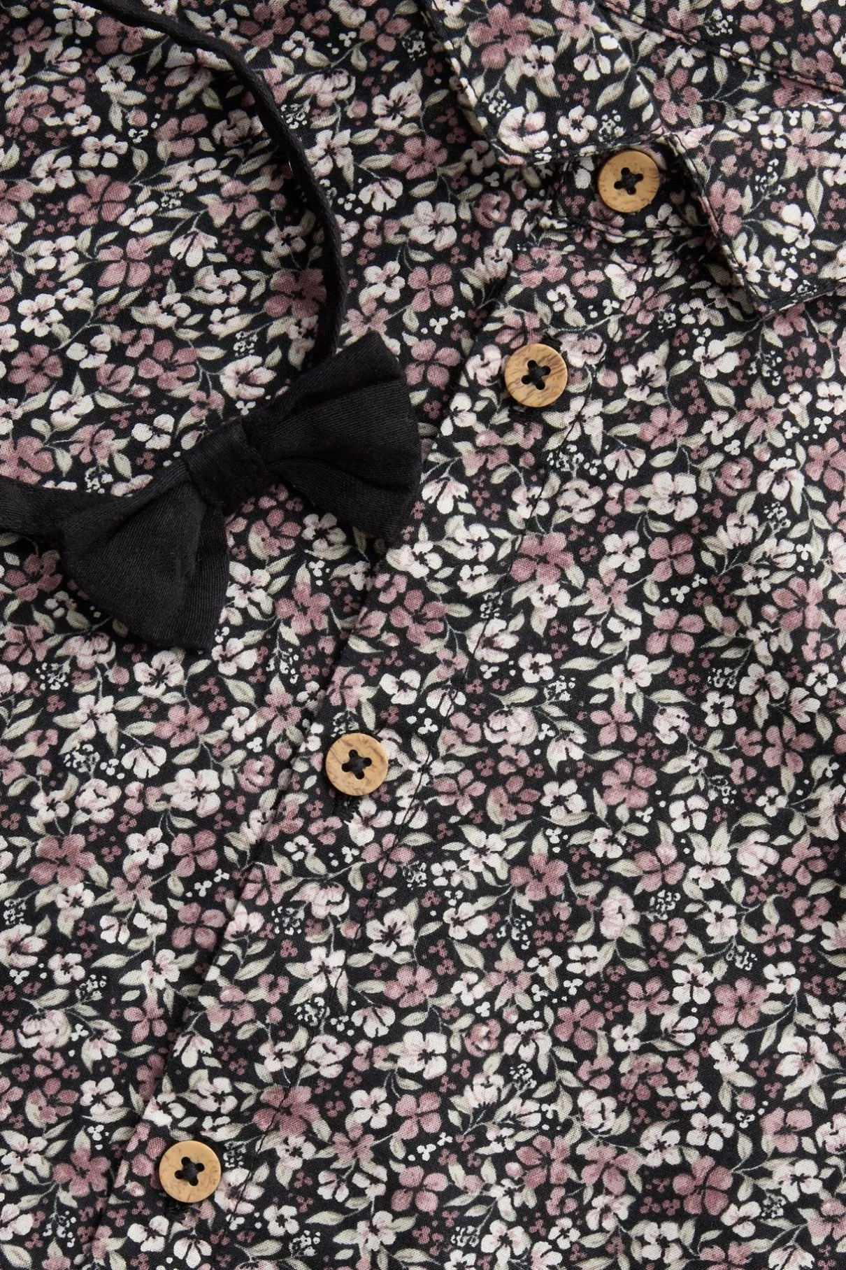 Baby black ditsy floral shirt with bow tie