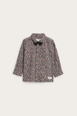 Baby black ditsy floral shirt with bow tie