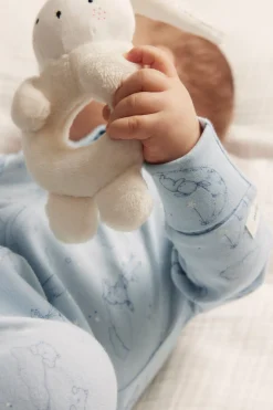Baby blue animal 2-way zip sleepsuit