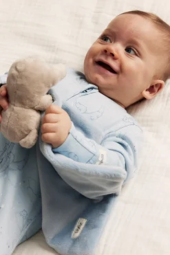 Baby blue animal 2-way zip sleepsuit
