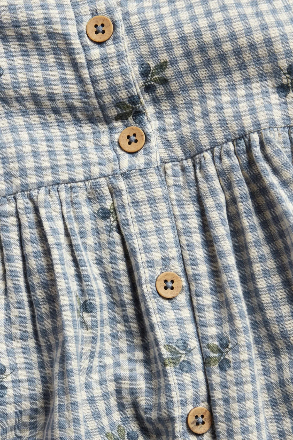 Baby blue checked dress with blueberries
