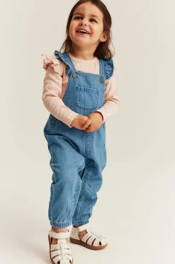 Baby blue denim dungarees