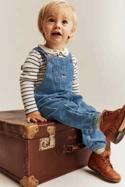 Baby blue denim dungarees