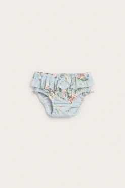 Baby blue floral swim nappy with frill