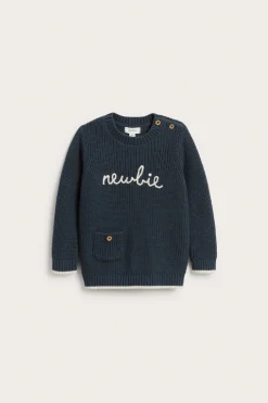 Baby blue knitted jumper with Newbie logo