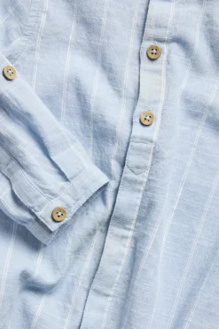 Baby blue striped shirt‑style bodysuit