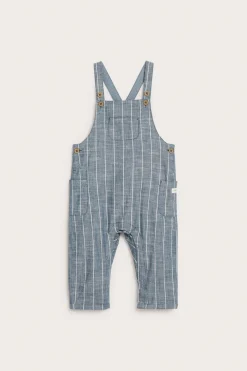 Baby blue striped woven dungarees