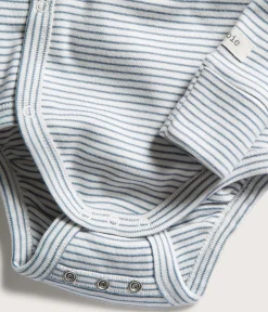 Baby blue striped wrap bodysuit