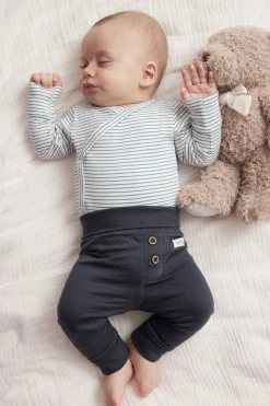 Baby blue striped wrap bodysuit