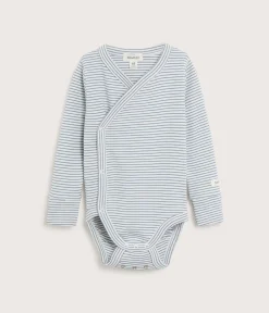 Baby blue striped wrap bodysuit