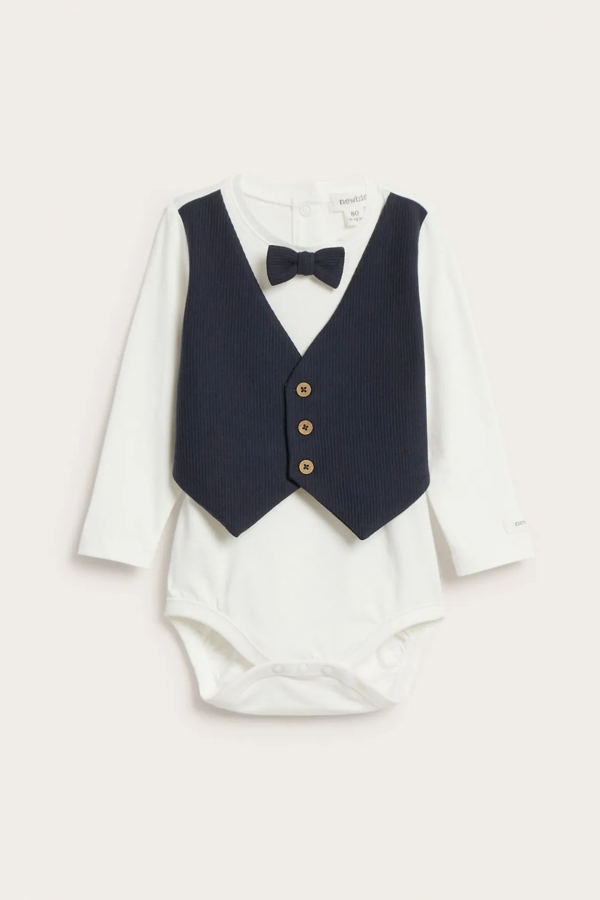 Baby blue tie bodysuit with waistcoat