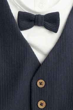 Baby blue tie bodysuit with waistcoat