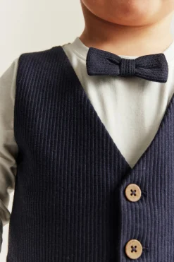 Baby blue tie bodysuit with waistcoat