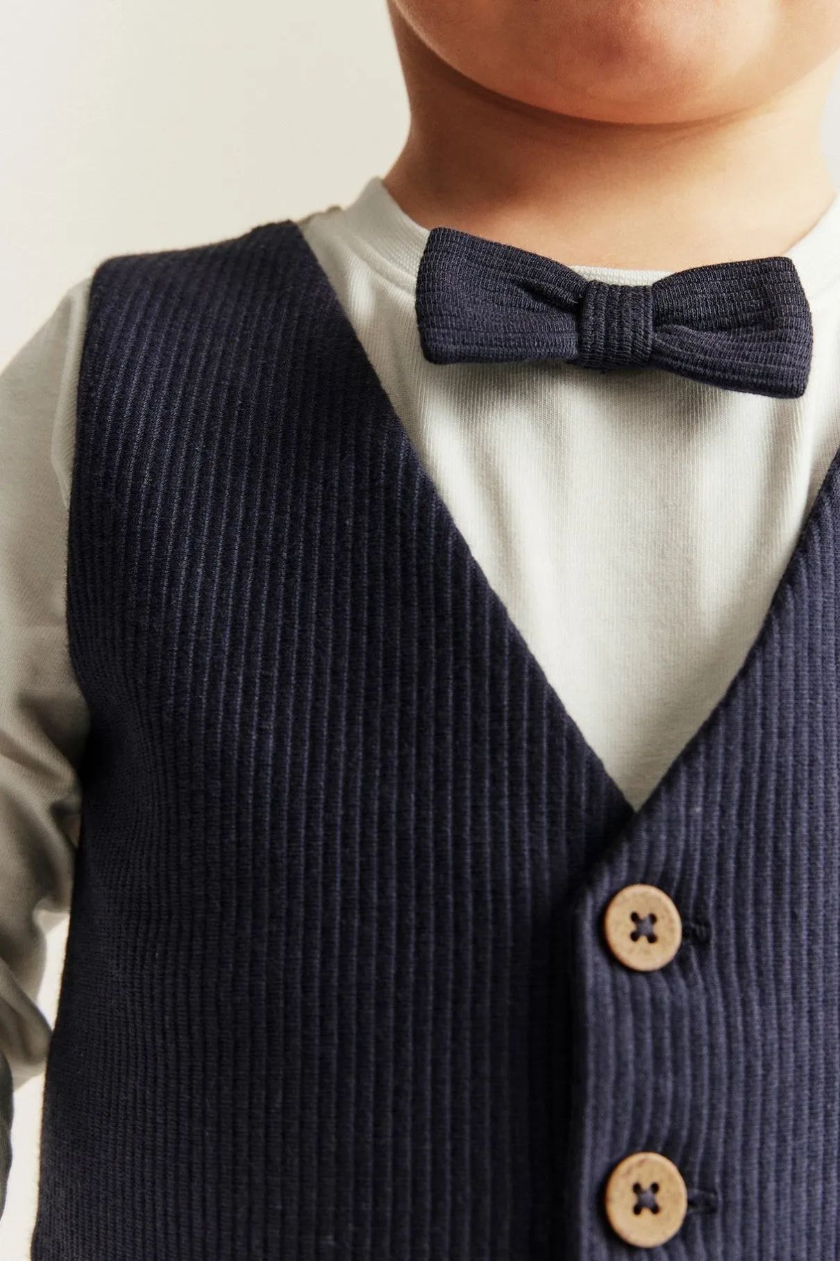 Baby blue tie bodysuit with waistcoat