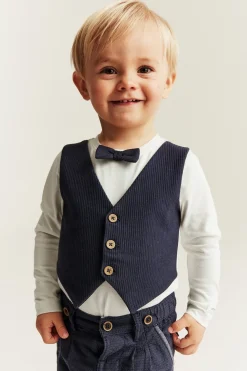 Baby blue tie bodysuit with waistcoat