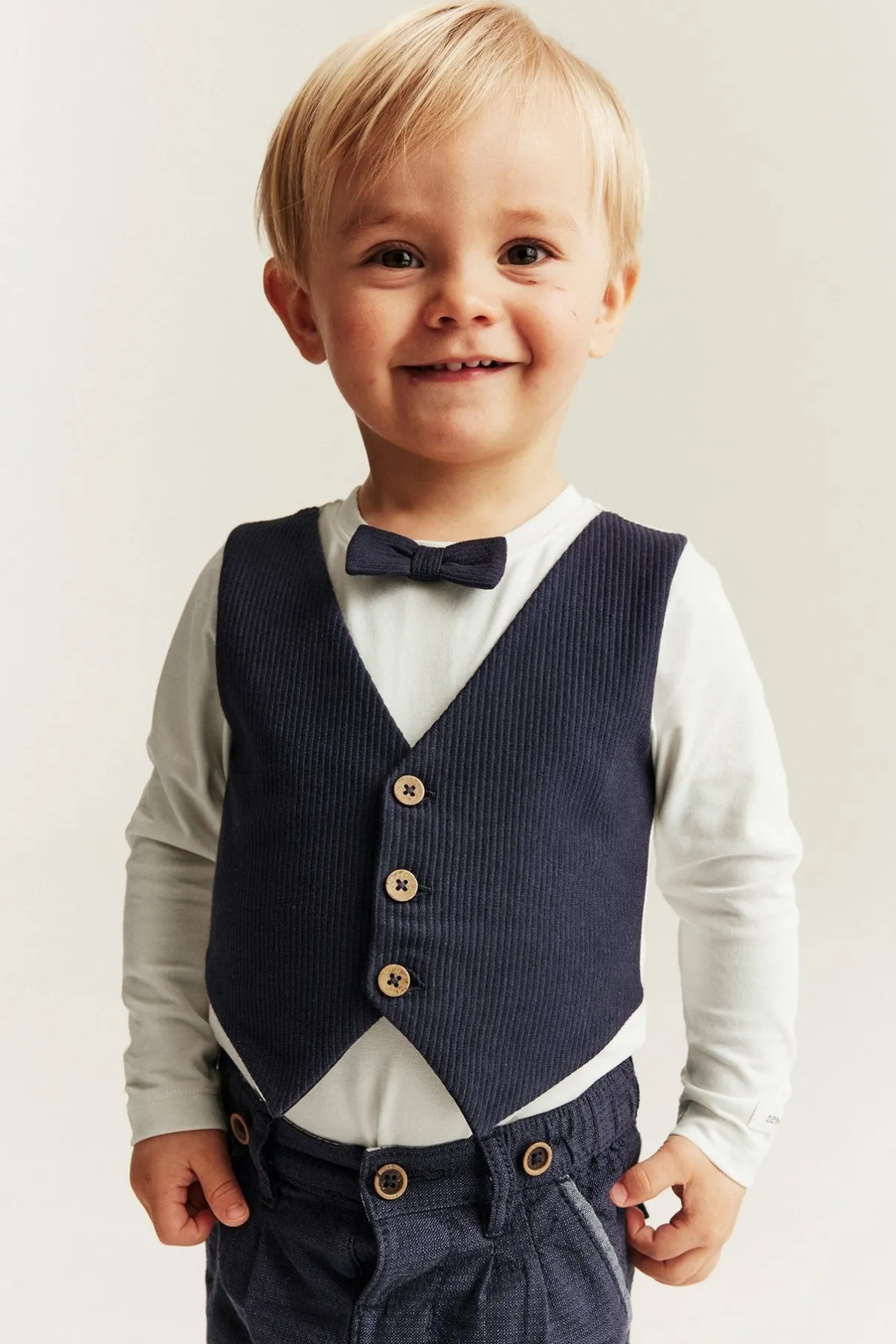 Baby blue tie bodysuit with waistcoat