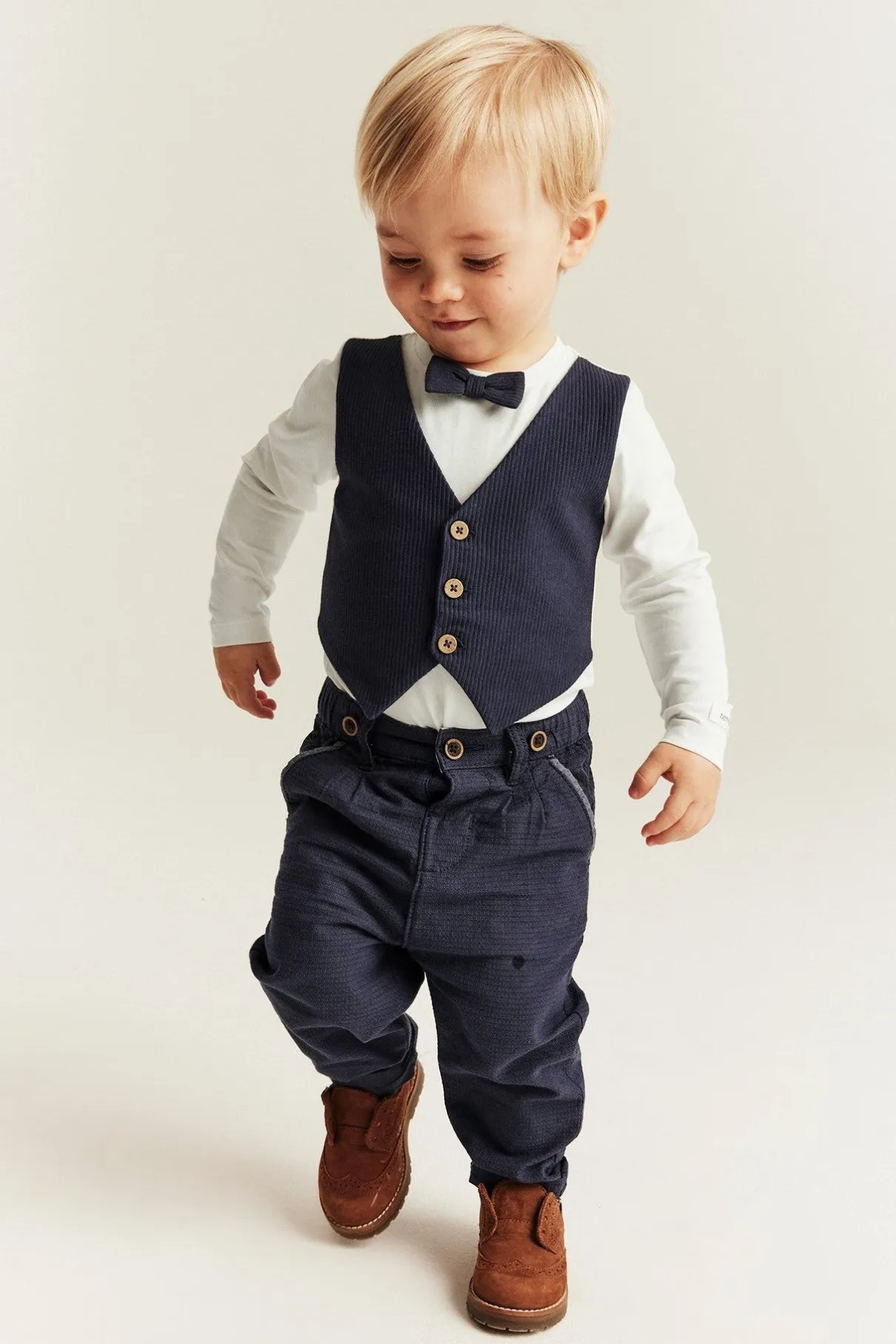 Baby blue tie bodysuit with waistcoat