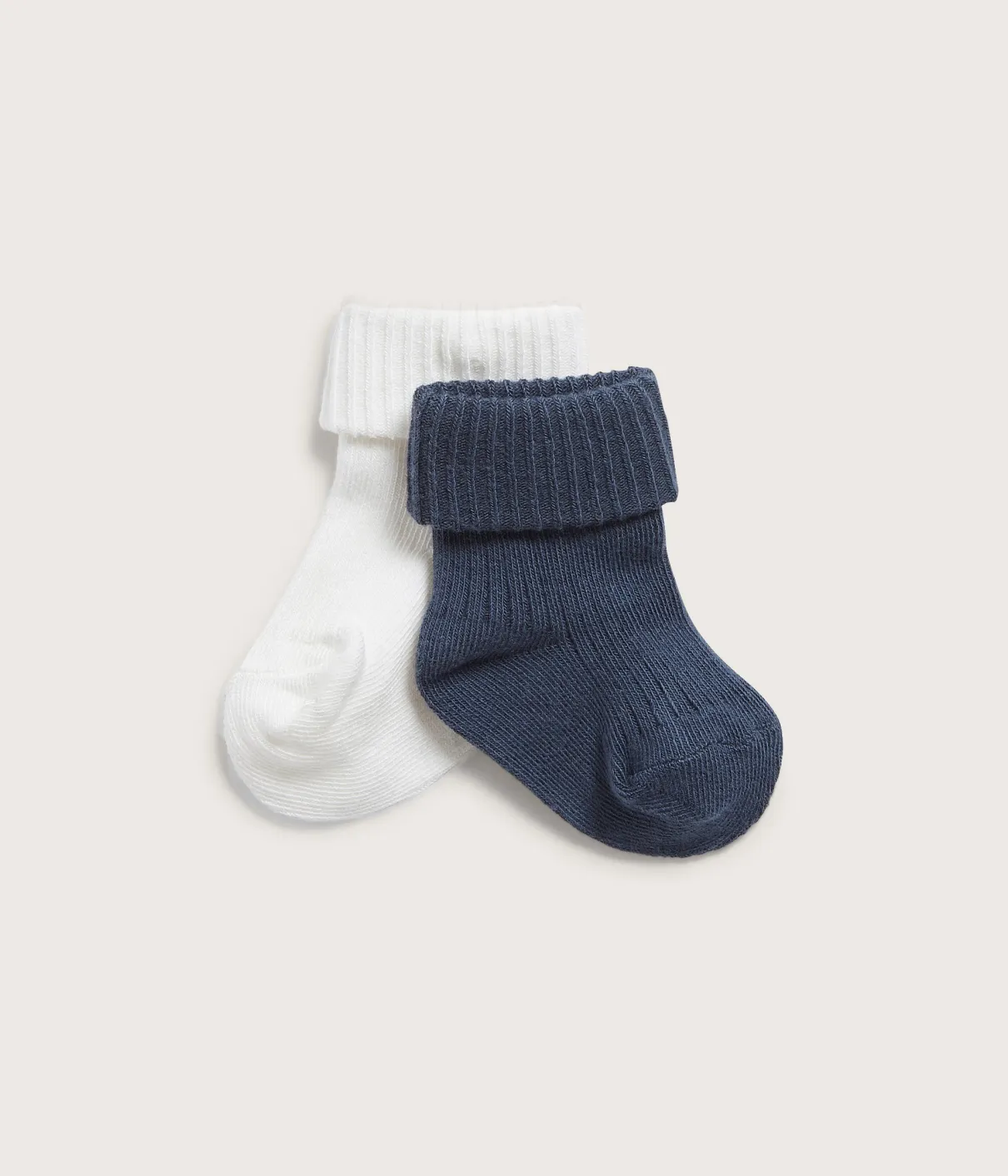Baby blue/white folded cuff socks 2pk