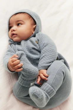 Baby blue wool-cashmere cardigan