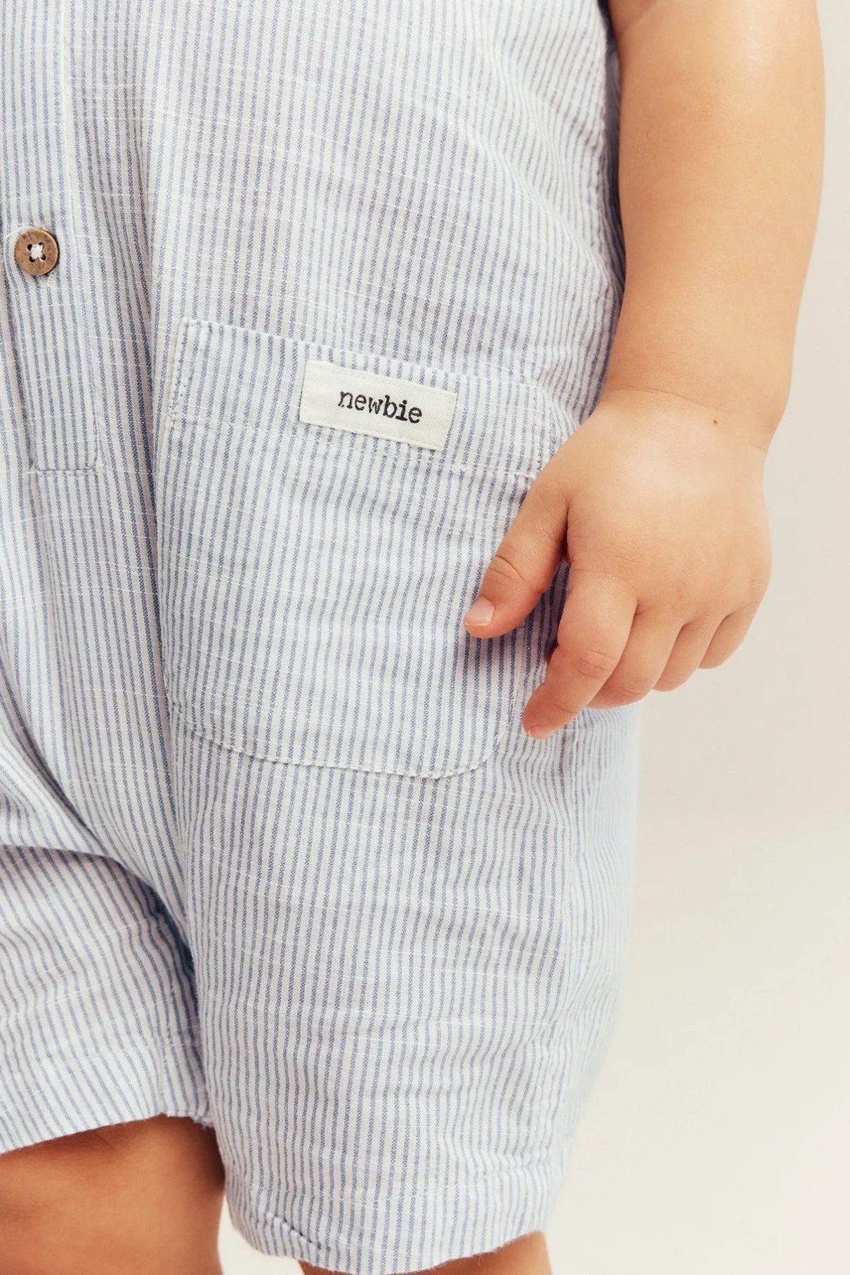 Baby blue woven romper with sailor collar