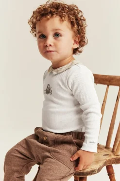 Baby bodysuit with checked collar