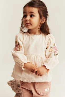 Baby bodysuit with floral embroidery