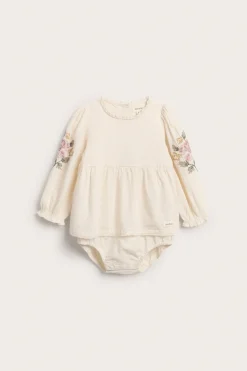 Baby bodysuit with floral embroidery