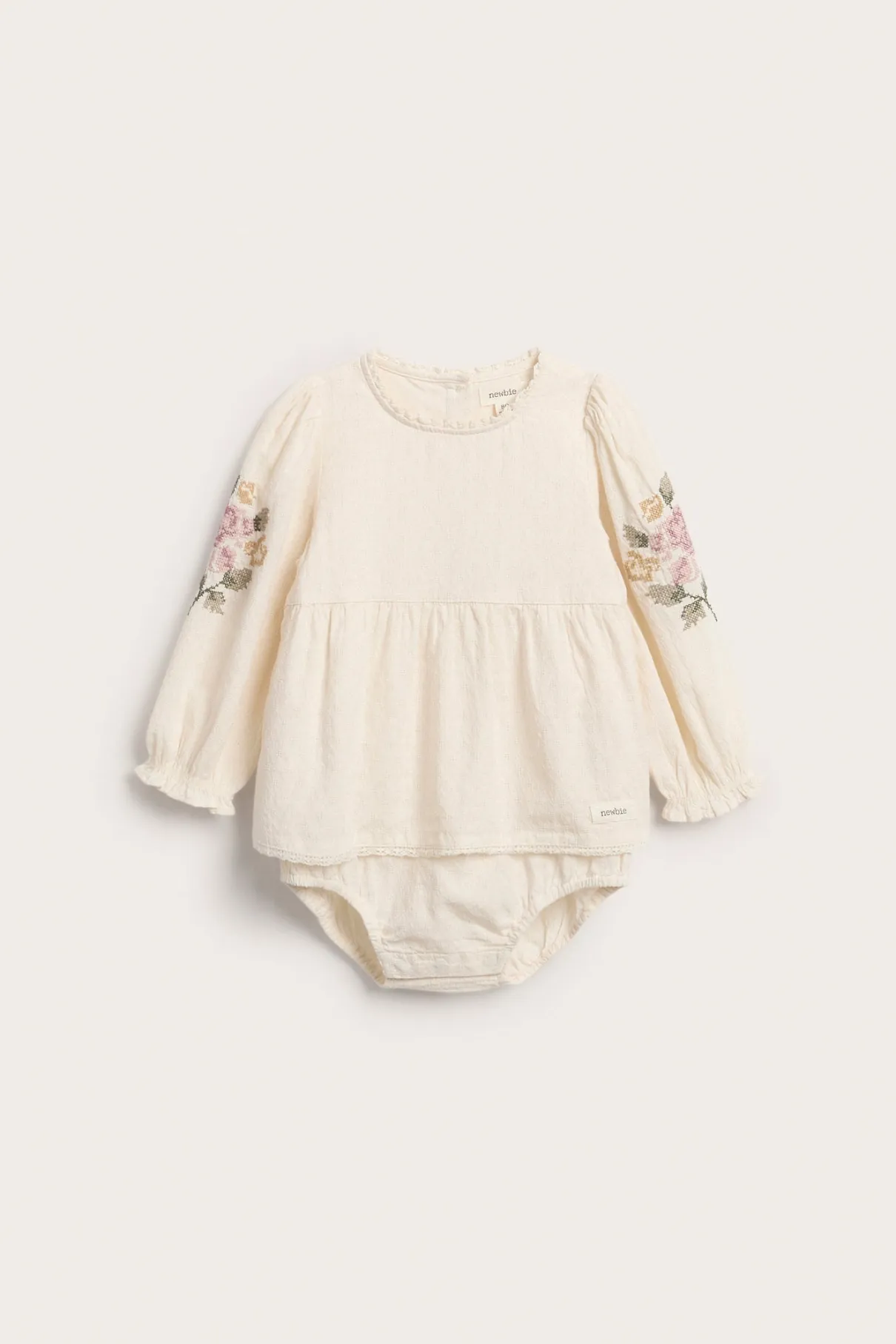 Baby bodysuit with floral embroidery