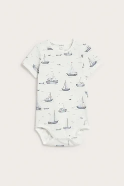 Baby bodysuit with sailing boats