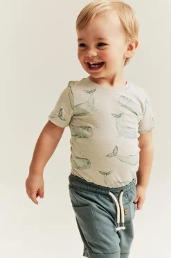 Baby bodysuit with whale print
