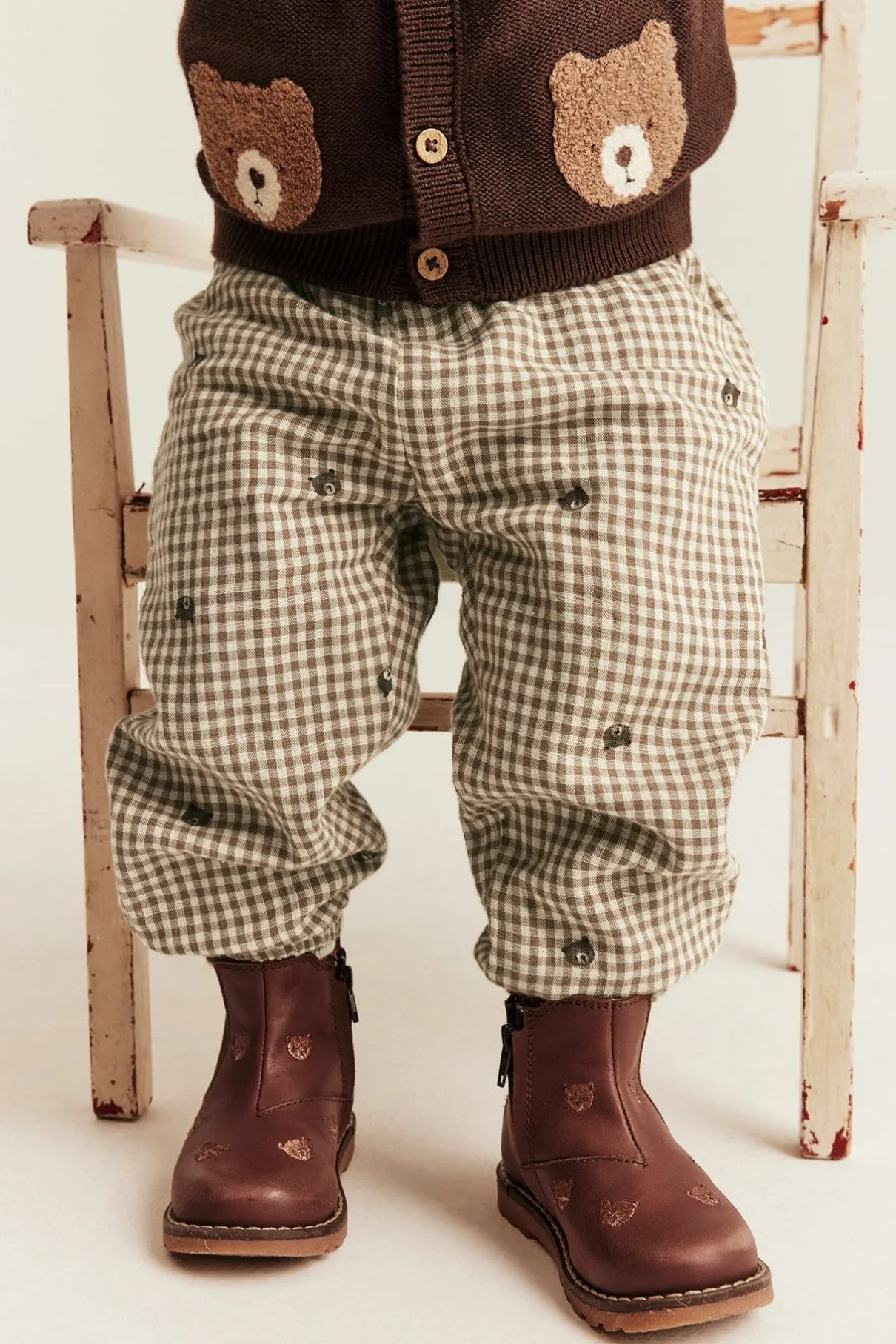 Baby brown checked trousers