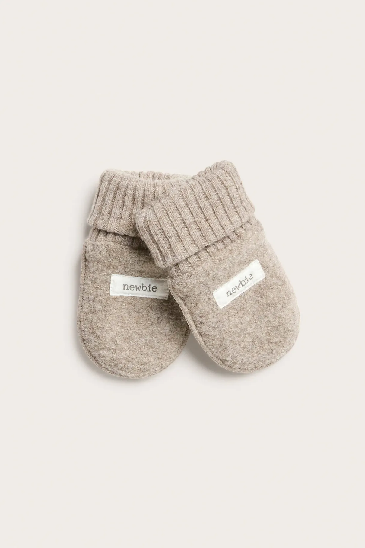 Baby brown lined wool mittens