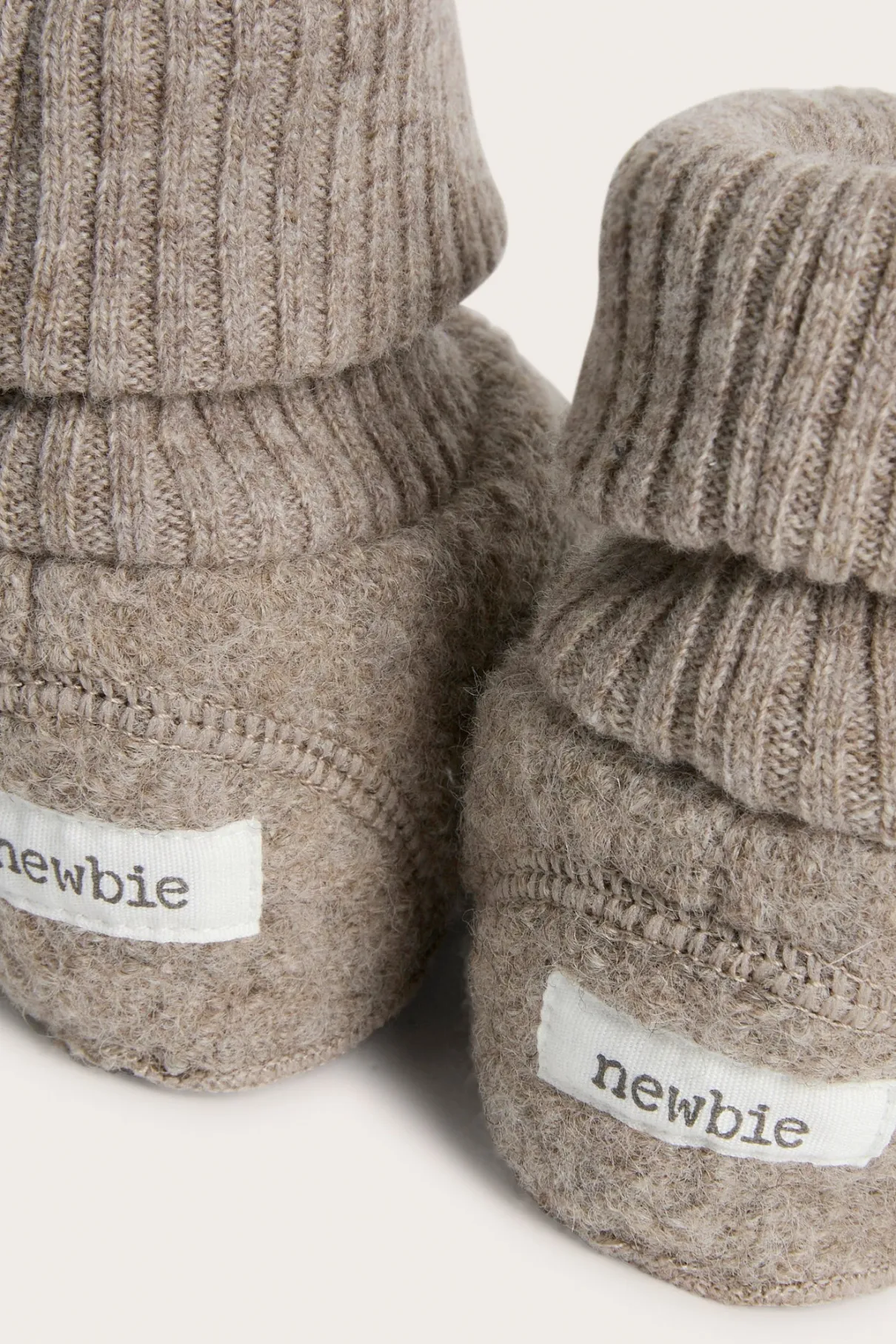 Baby brown wool booties